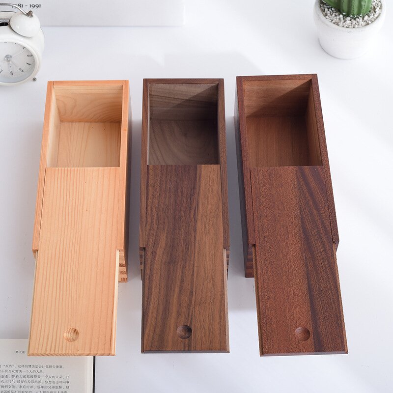 Keepsake Box Manufacturer - Polished Solid Wood Square Slide Lid Jewelry Box