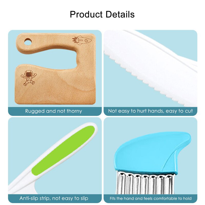 Plastic Knife Set Manufacturer - 7 Pieces Kids Safe Serrated Edges Toddler Set