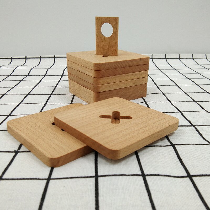 Drink Coaster Set Manufacturer - Restaurant Solid Wood Natural Round Mug Holder