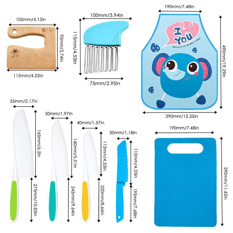 Knife Set for Kids Manufacturer - 7-Piece Montessori Wooden Plastic Serrated Set