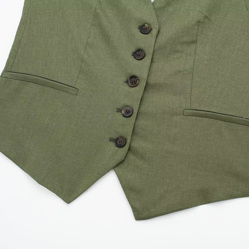 Linen Blend Tank Top Factory - OEM Custom Retro Sleeveless Female Top