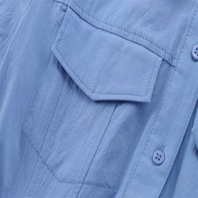 Belted Shirt Dress Factory - OEM Custom Retro Lapel Short Sleeve Solid Color