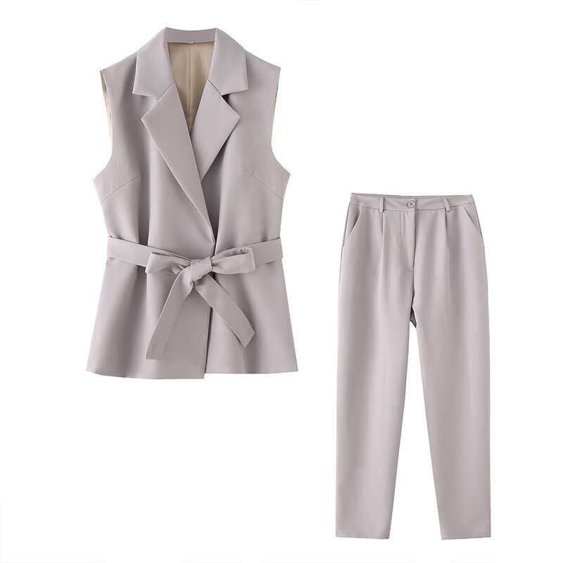 Solid Color Vest Trousers Suit Factory - OEM Custom Retro Belt Suit Vest