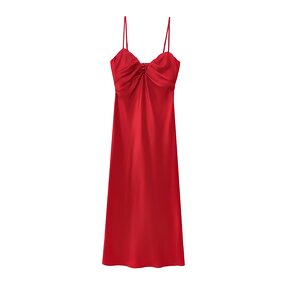 V-neck Satin Midi Dress Factory - OEM Custom Women's Spring V-neck Sleeveless Sexy