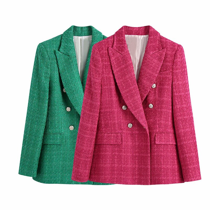 Ladies Fashion Retro Slim Suit Factory - OEM Custom Two-color Double-breasted