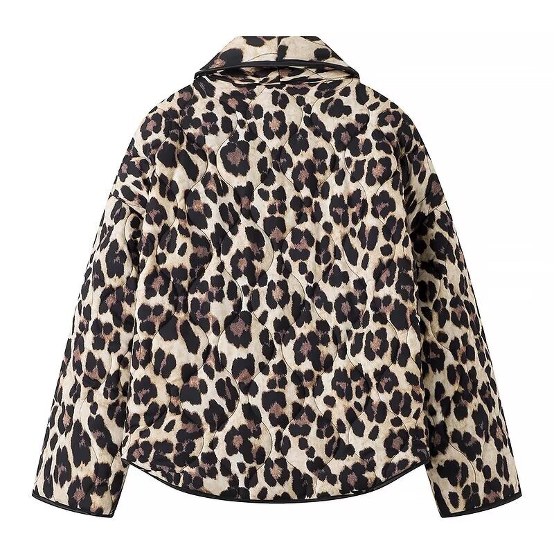Leopard Print Cotton Coat Factory - OEM Custom Women Fashion Long Sleeves Button