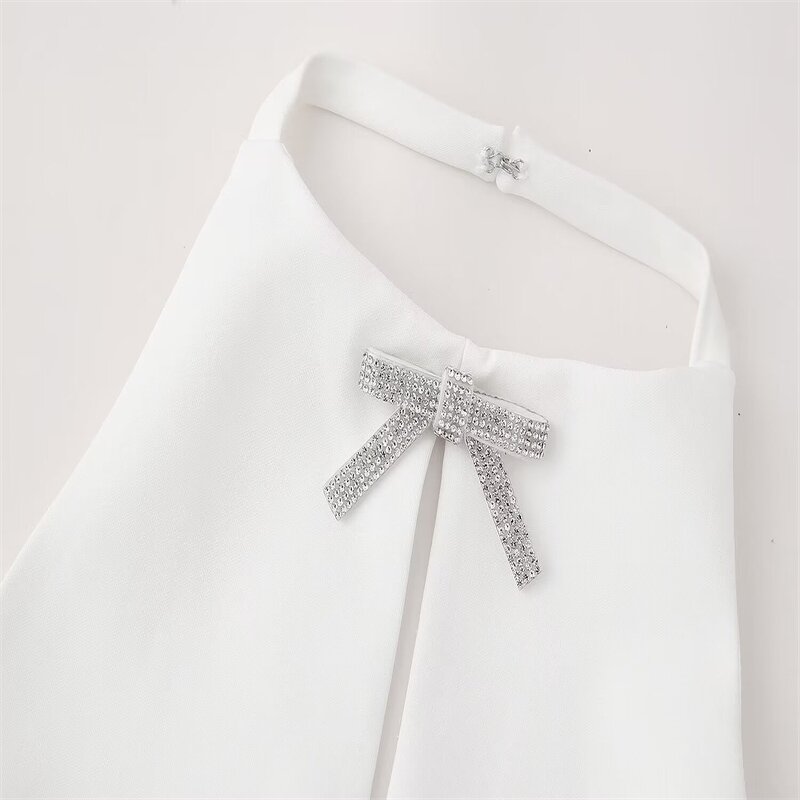Jewelry Bow Decorated Vest Factory - OEM Custom Retro Halter Collar White Vest