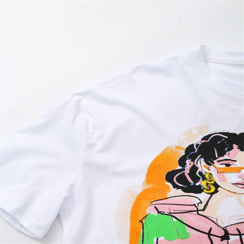 Character Print White T Shirt Factory - OEM Custom Vintage Crew Neck Tee