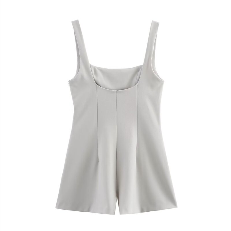 Suspender Jumpsuit Factory - OEM Custom Retro Lapel Sleeveless Women's Short