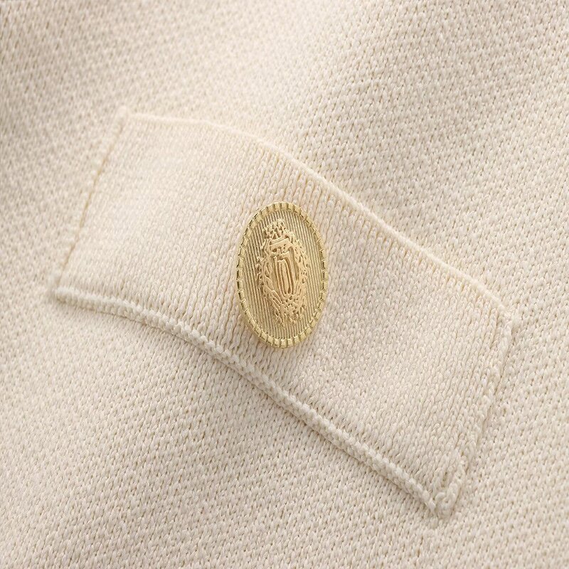 Short-sleeved Knitted Jacket Factory - OEM Custom Retro Round Neck Button Decoration