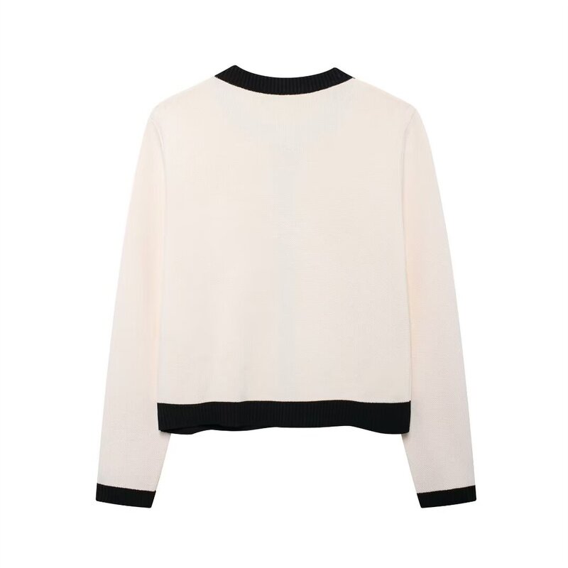 Single-breasted Knitted Jacket Factory - OEM Custom Long-sleeved Round Neck Sweater