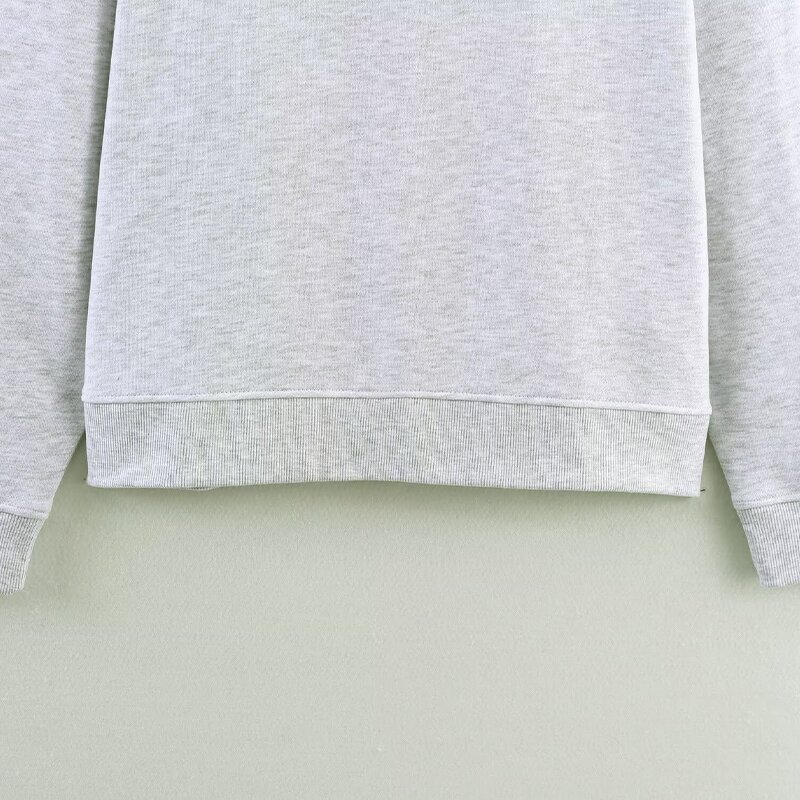 College Style Sweatshirt Factory - OEM Custom Gray Long-sleeved Ladies Sweatshirt