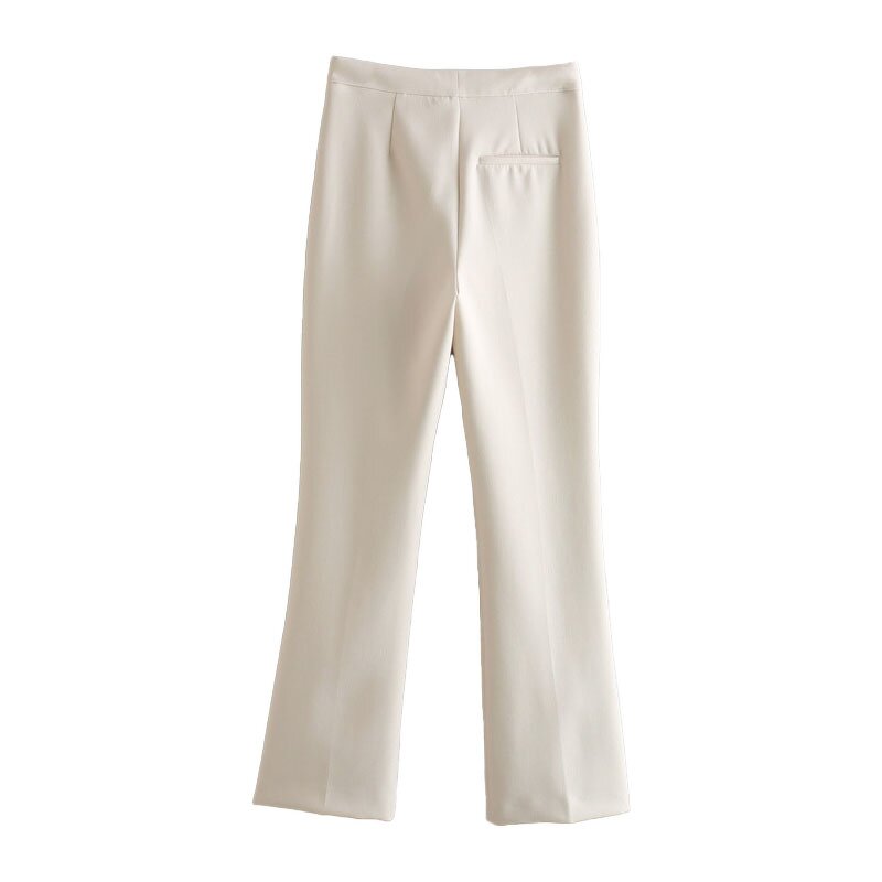 Side Slit Straight-leg Trousers Factory - OEM Custom Vintage Zip Fly High Waist