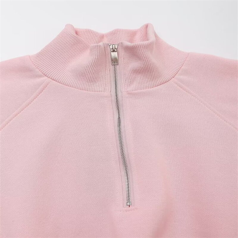 Women's Zipper Jacket Sweatshirt Factory - OEM Custom Solid Color Retro
