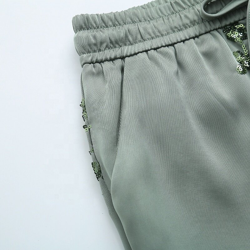 Side Pocket Straight Leg Pants Factory - OEM Custom Vintage Drawstring High Waist