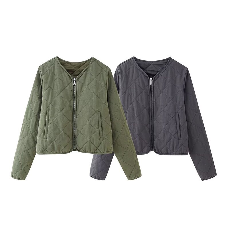 Quilted Washed Cotton Coat Factory - OEM Custom Autumn Fashion Retro Casual Round