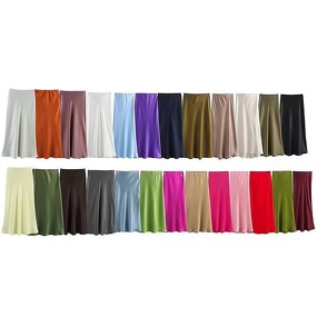 Multicolor Satin Midi Skirt Factory - OEM Custom Vintage A-Line High-Waisted