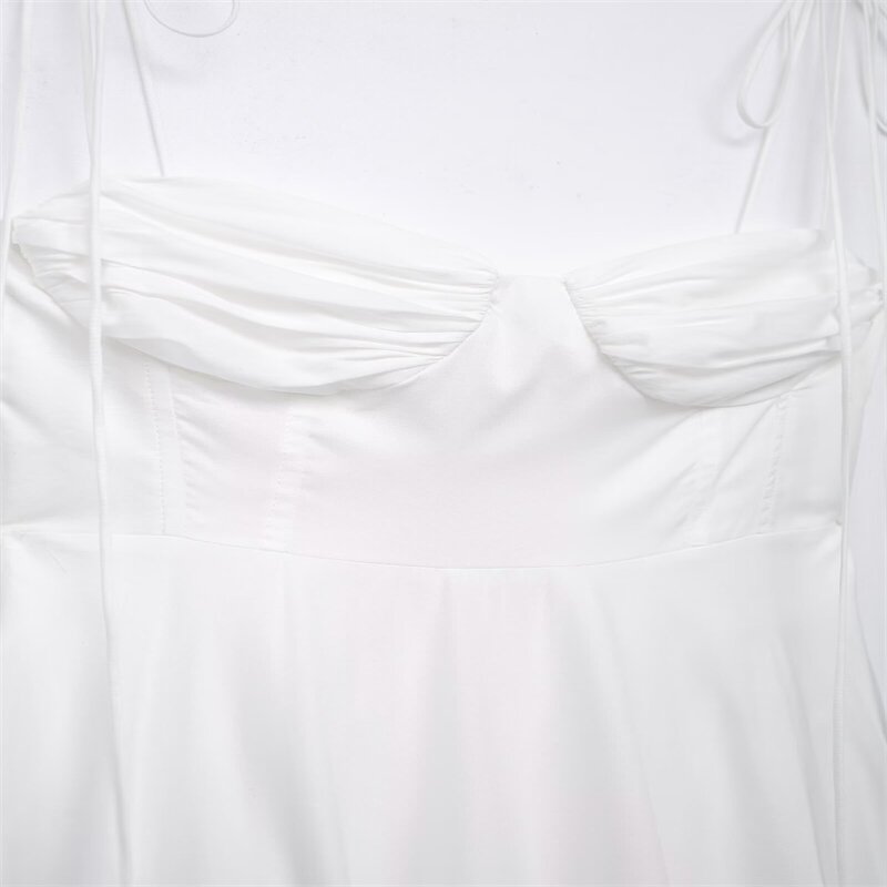 Retro Backless Woven Poplin Dress Factory - OEM Custom Ruched Decoration Layered