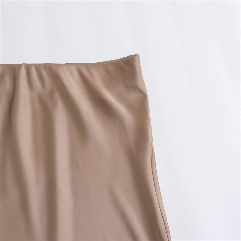 Multicolor Satin Midi Skirt Factory - OEM Custom Vintage A-Line High-Waisted