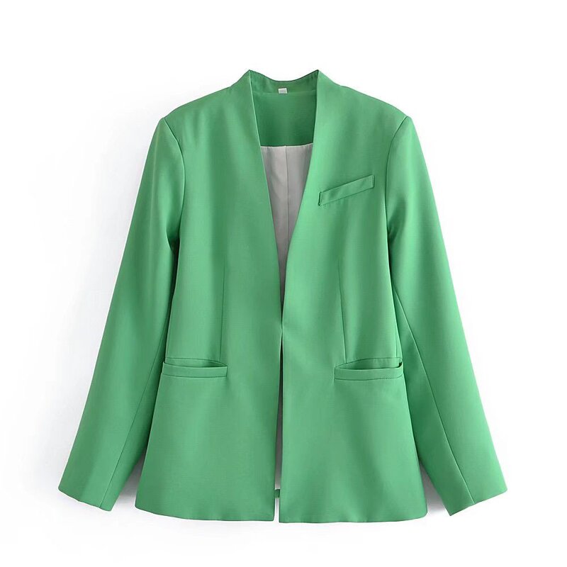 Women's Casual Suit Jacket Factory - OEM Custom Lapel-free Long Sleeve
