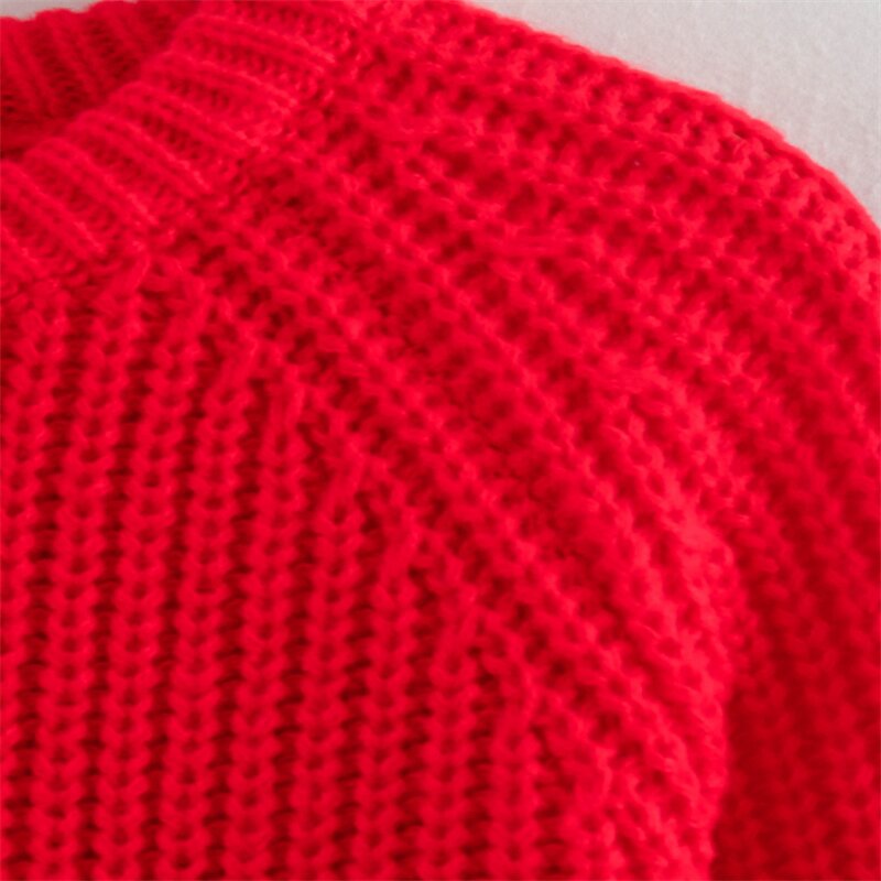 Red Knit Sweater Cardigan Factory - OEM Custom Vintage Long Sleeve Single-Breasted