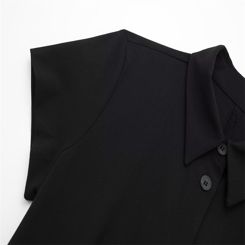Shirt Style Mini Dress Factory - OEM Custom Retro Black Casual Short Sleeve