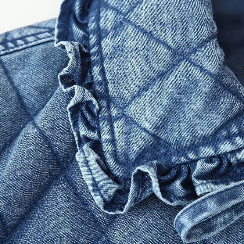 Quilted Washed Denim Coat Factory - OEM Custom Autumn Fashion Retro Casual Lapel