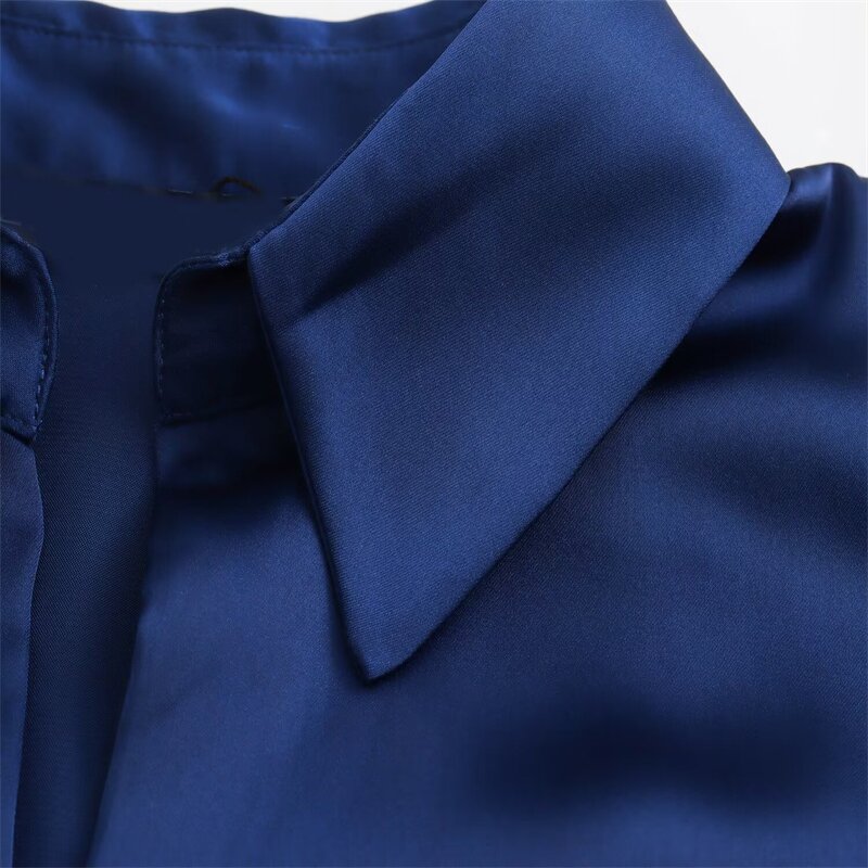 Multicolor Satin Shirt Factory - OEM Custom Vintage Button Up Women's Top