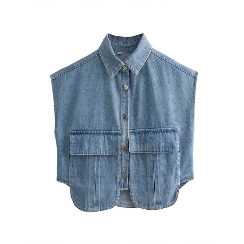 Double Pocket Denim Top Factory - OEM Custom Autumn Winter 3-color Retro Lapel