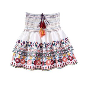 Drawstring High-Waisted Mini Skirt Factory - OEM Custom Vintage A-line Skirt