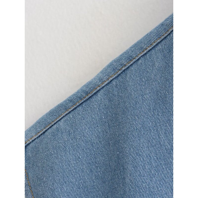Double Pocket Denim Top Factory - OEM Custom Autumn Winter 3-color Retro Lapel