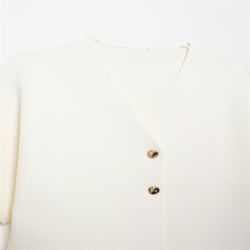 V-Neck Knit Sweater Top Factory - OEM Custom Summer Casual Elegant Streetwear