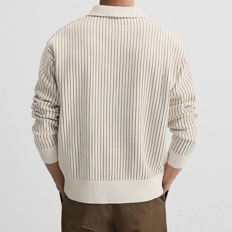 Lapel Knitted Slim Polo Sweater Factory - OEM Custom Men's Autumn Winter Striped