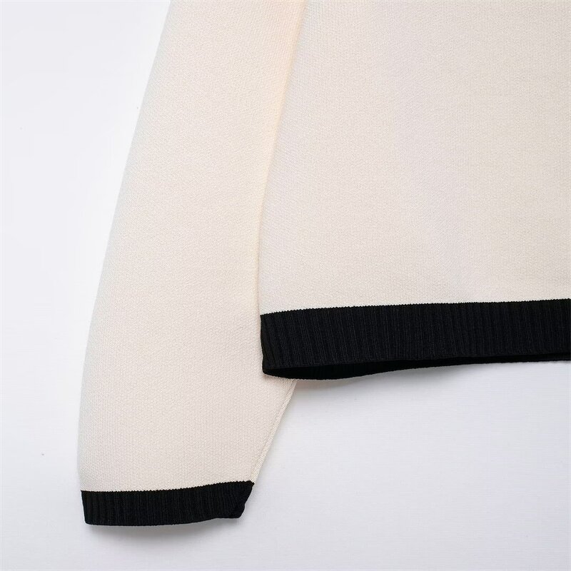 Single-breasted Knitted Jacket Factory - OEM Custom Long-sleeved Round Neck Sweater