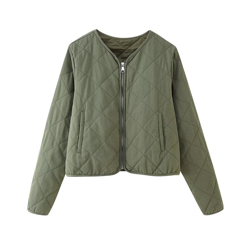 Quilted Washed Cotton Coat Factory - OEM Custom Autumn Fashion Retro Casual Round