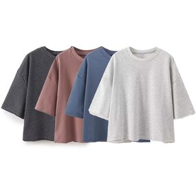 Loose Sports Sweatshirt Factory - OEM Custom Multicolor Vintage Short Sleeve