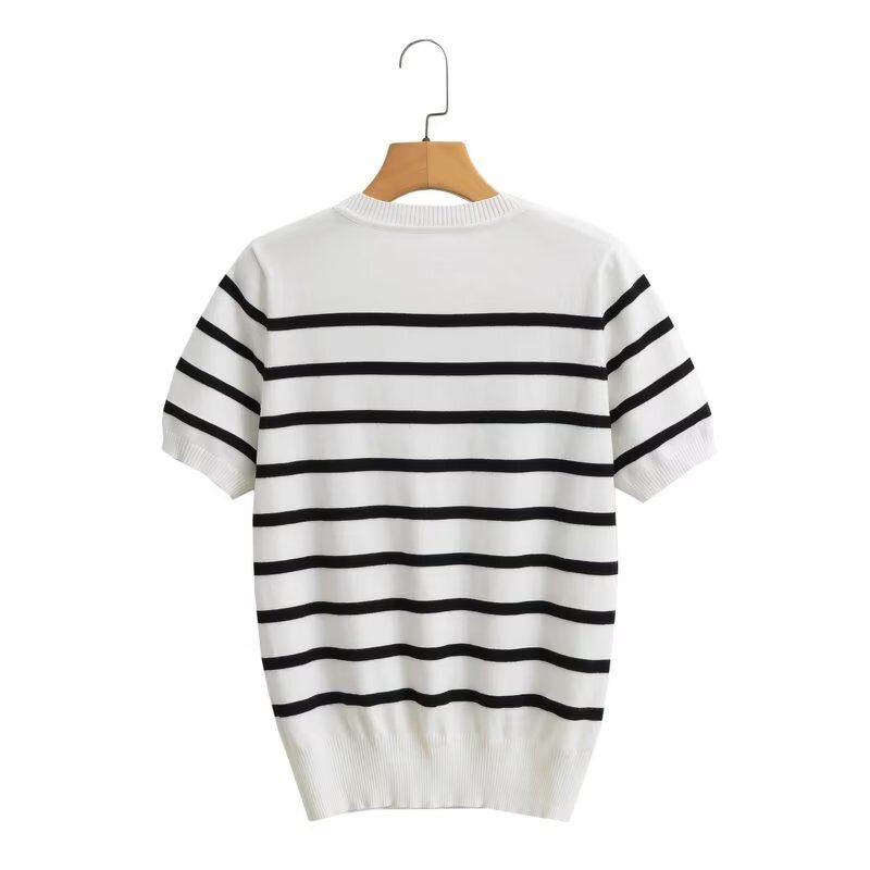 Retro Round Neck Striped Sweater Factory - OEM Custom American Autumn Casual Fashion