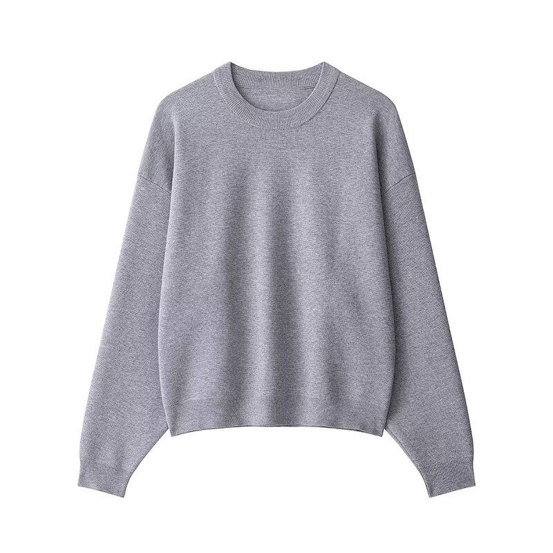 Ribbed Knitted Sports Sweater Factory - OEM Custom Retro Round Neck Female Tops