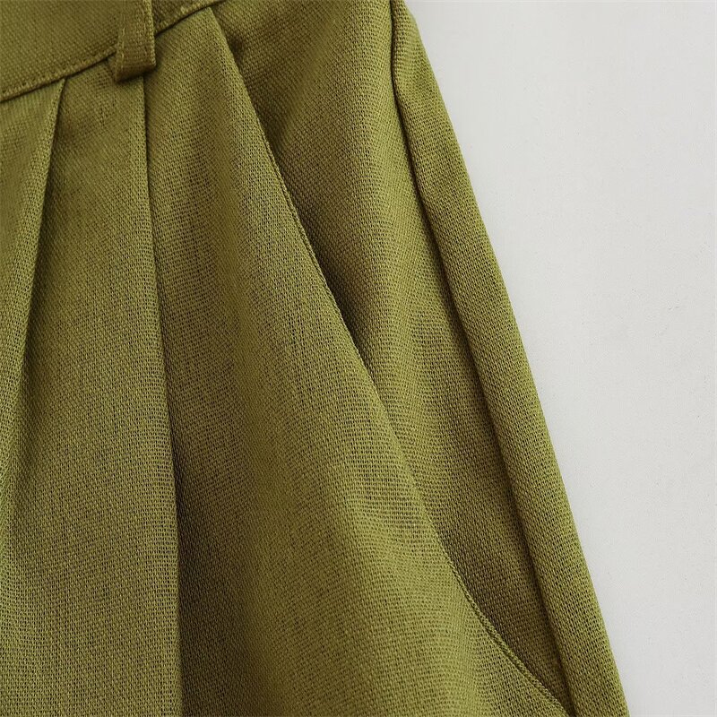 Linen Blend Casual Shorts Factory - OEM Custom Summer Fashion Elegant High Waist