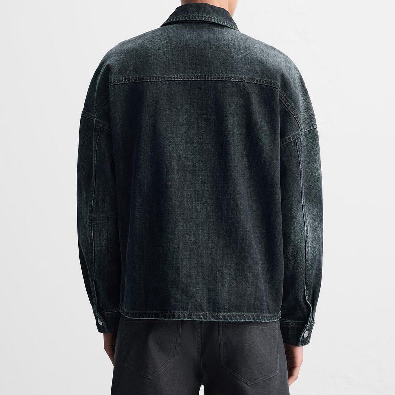 Washed Denim Shirt Factory - OEM Custom Spring Men's Retro Loose Lapel Casual