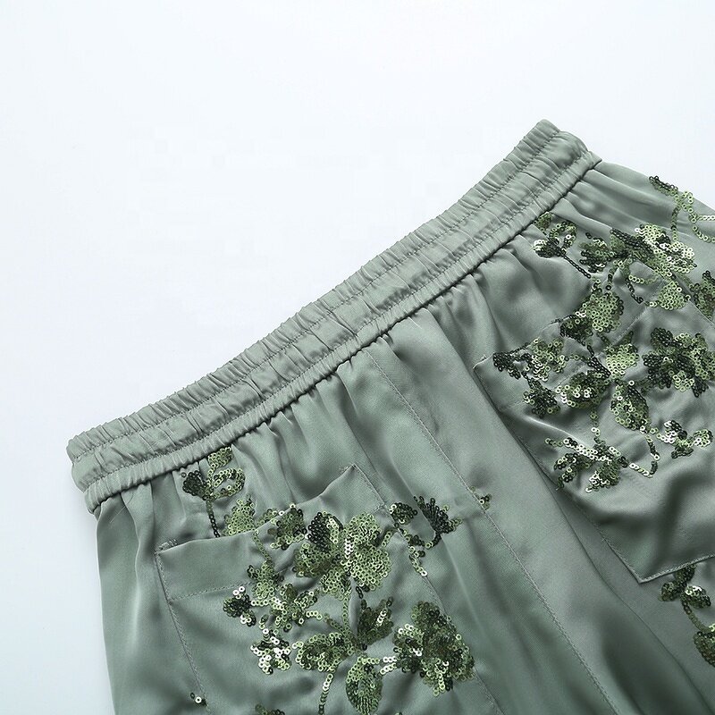 Side Pocket Straight Leg Pants Factory - OEM Custom Vintage Drawstring High Waist