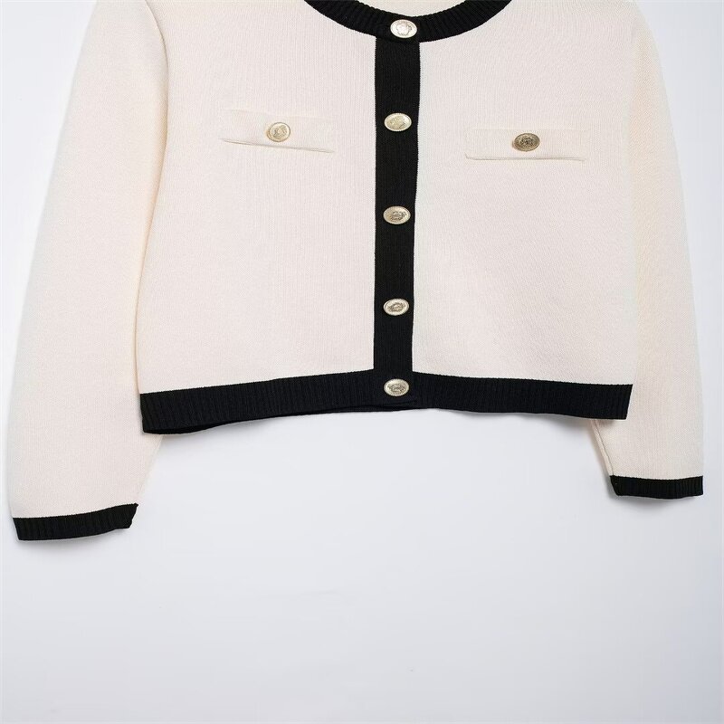 Single-breasted Knitted Jacket Factory - OEM Custom Long-sleeved Round Neck Sweater