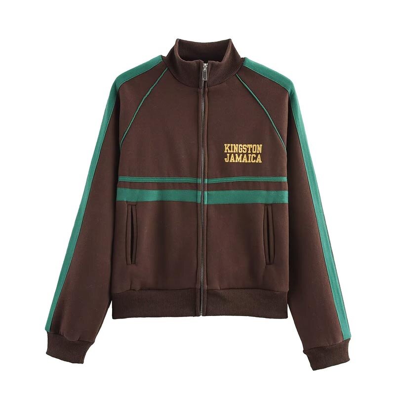 Printed Zipper Sweatshirt Factory - OEM Custom Ribbed Collar Women's Casual