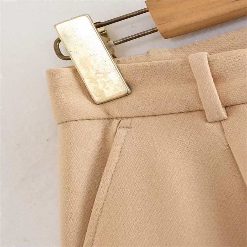 High Waist Pleated Casual Shorts Factory - OEM Custom Retro High Waist Side Pocket