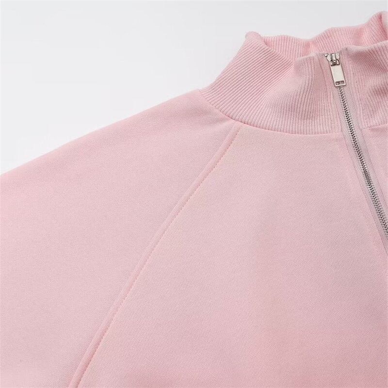 Women's Zipper Jacket Sweatshirt Factory - OEM Custom Solid Color Retro