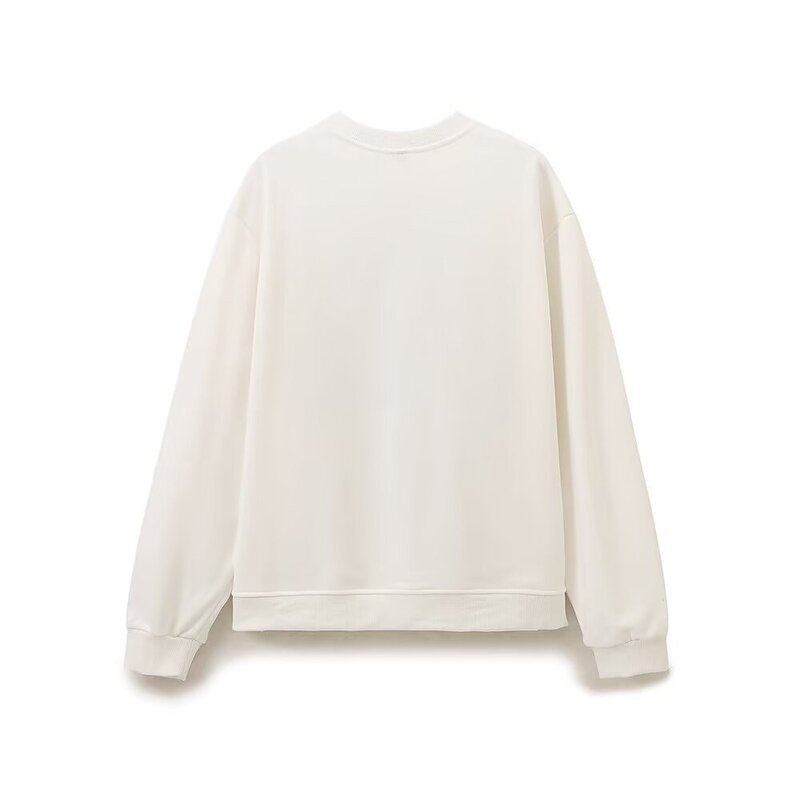 Printed Sports Sweater Factory - OEM Custom Retro Round Neck Ladies Top