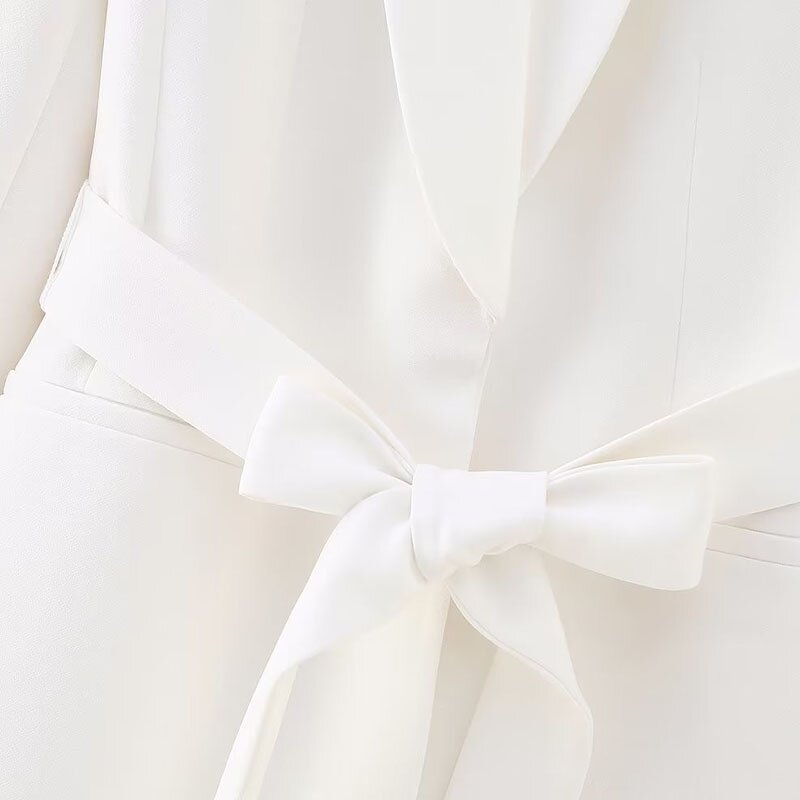 Belted Dress Collar Blazer Factory - OEM Custom Vintage Long Sleeve Coat