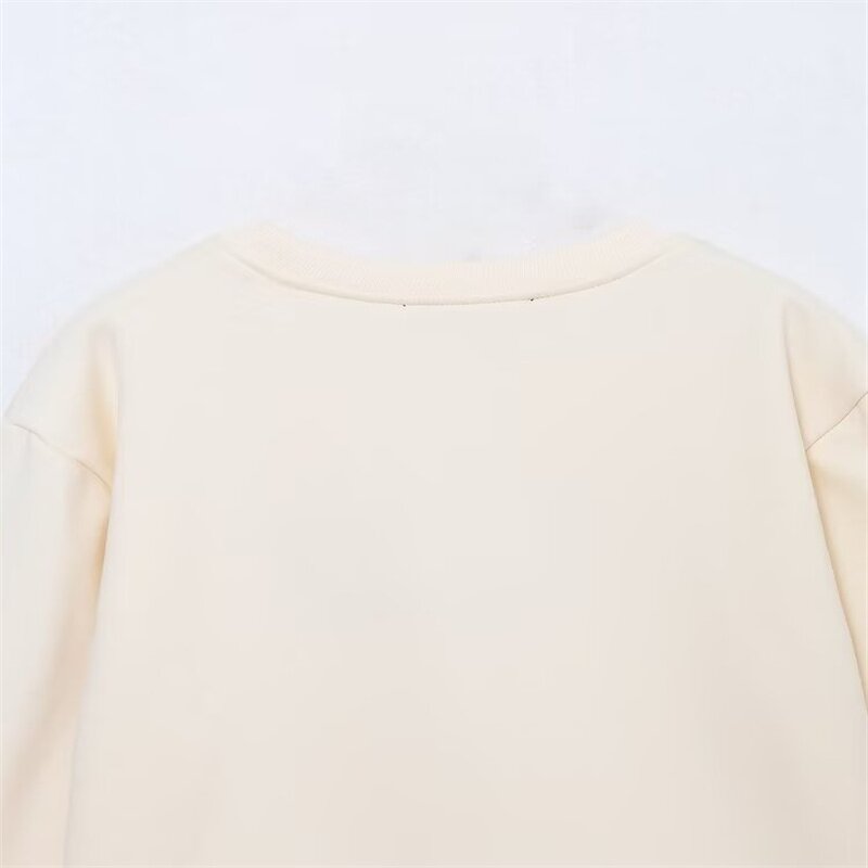 Letter Embroidery Sweatshirt Factory - OEM Custom Women's Round Neck Slim Fit