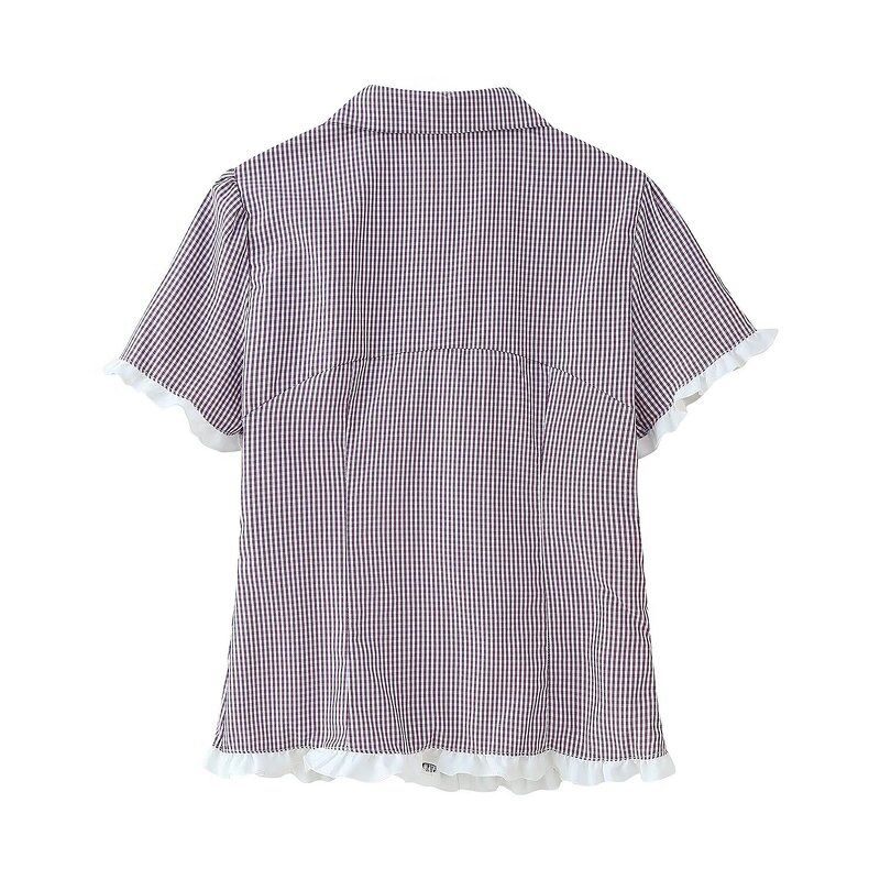 Plaid Shirt Shorts Set Factory - OEM Custom Summer Button Shirt Elastic Waist