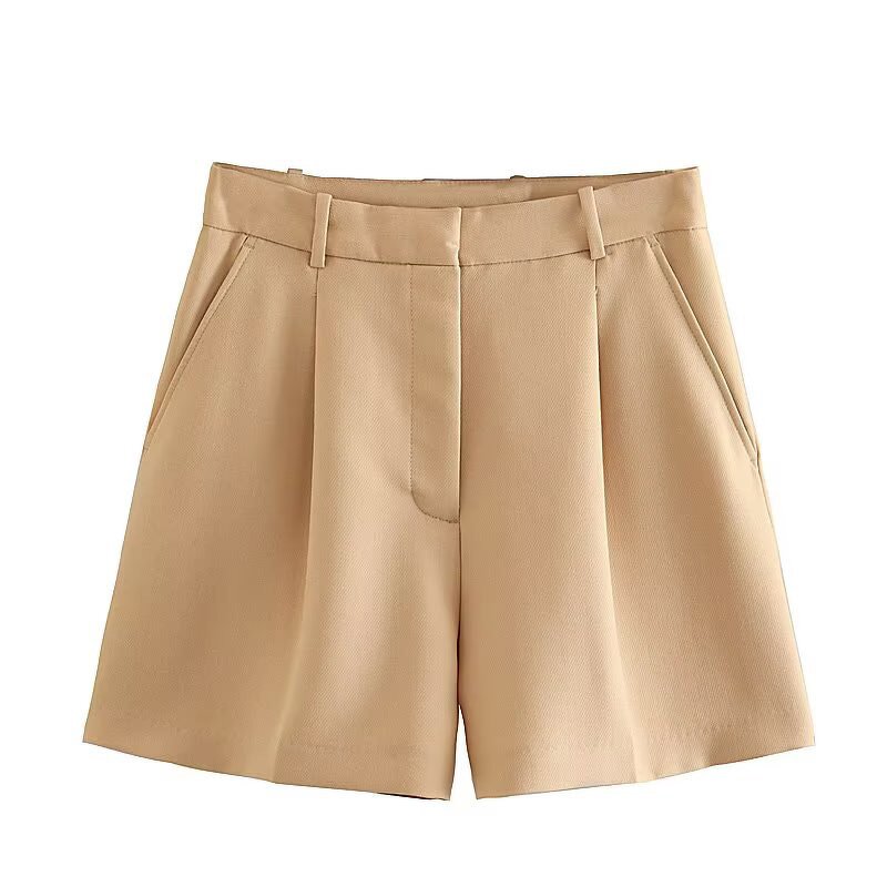 High Waist Pleated Casual Shorts Factory - OEM Custom Retro High Waist Side Pocket